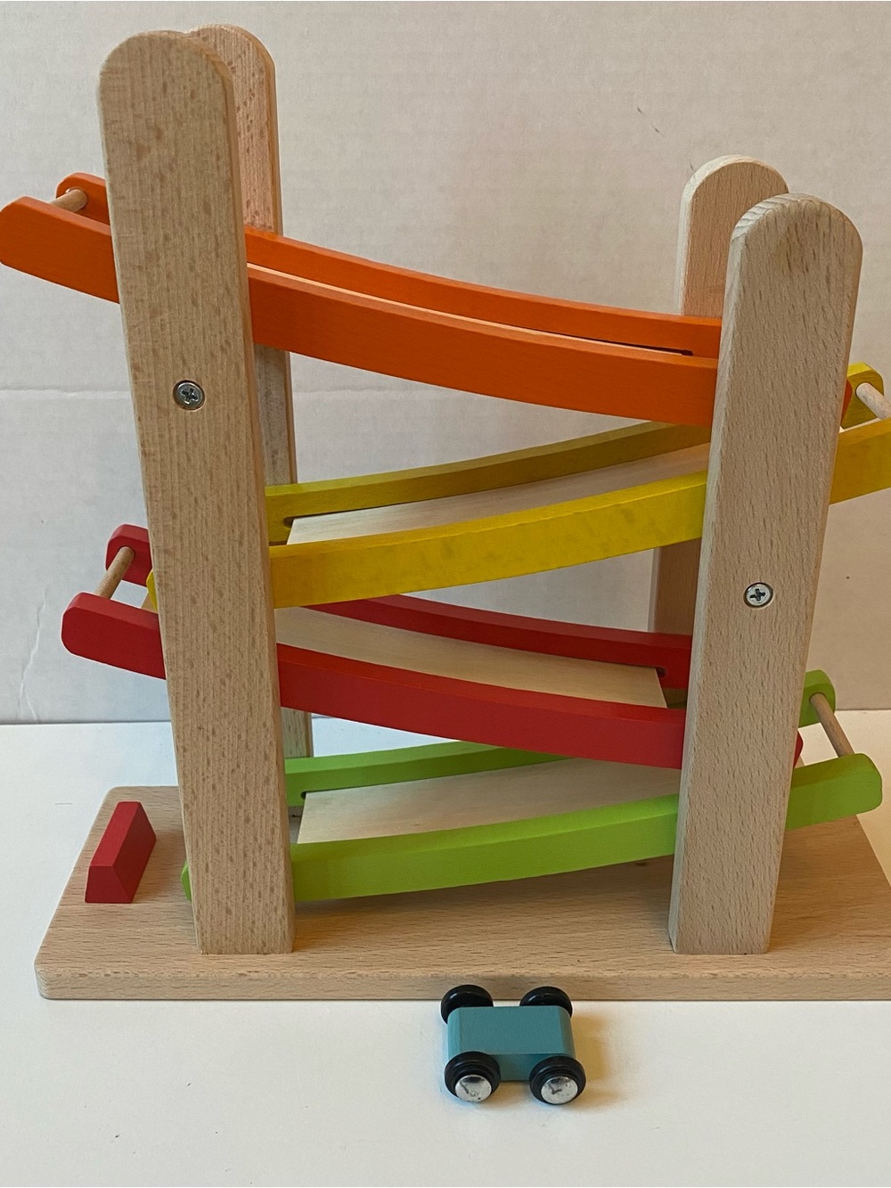 EverEarth Wooden Rainbow Car Ramp Toy